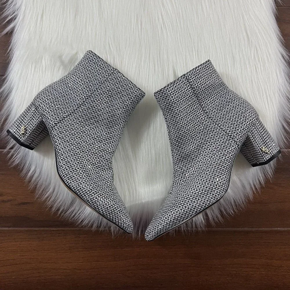 NEW Kurt Geiger‎ Size 36.5 / US 6.5 Plaid Rhinestone Burlington Ankle Bootie